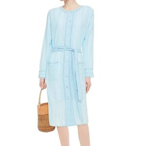 NWT Melissa Odabash blue long sleeved Patty eyelet dress size large